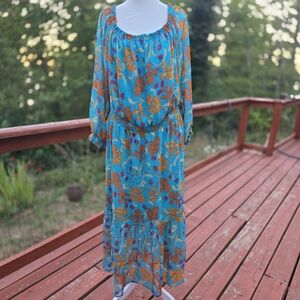 Sofia by Sofia Vergara Blue Floral Long Sleeve Sundress